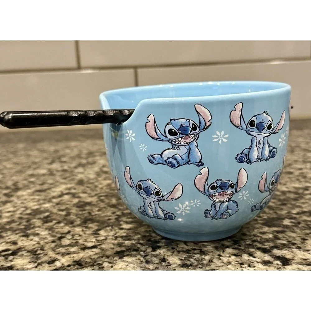 Silver Buffalo Disney Lilo Stitch 20oz Ceramic Rice Bowl & Chopstick Dinning Set